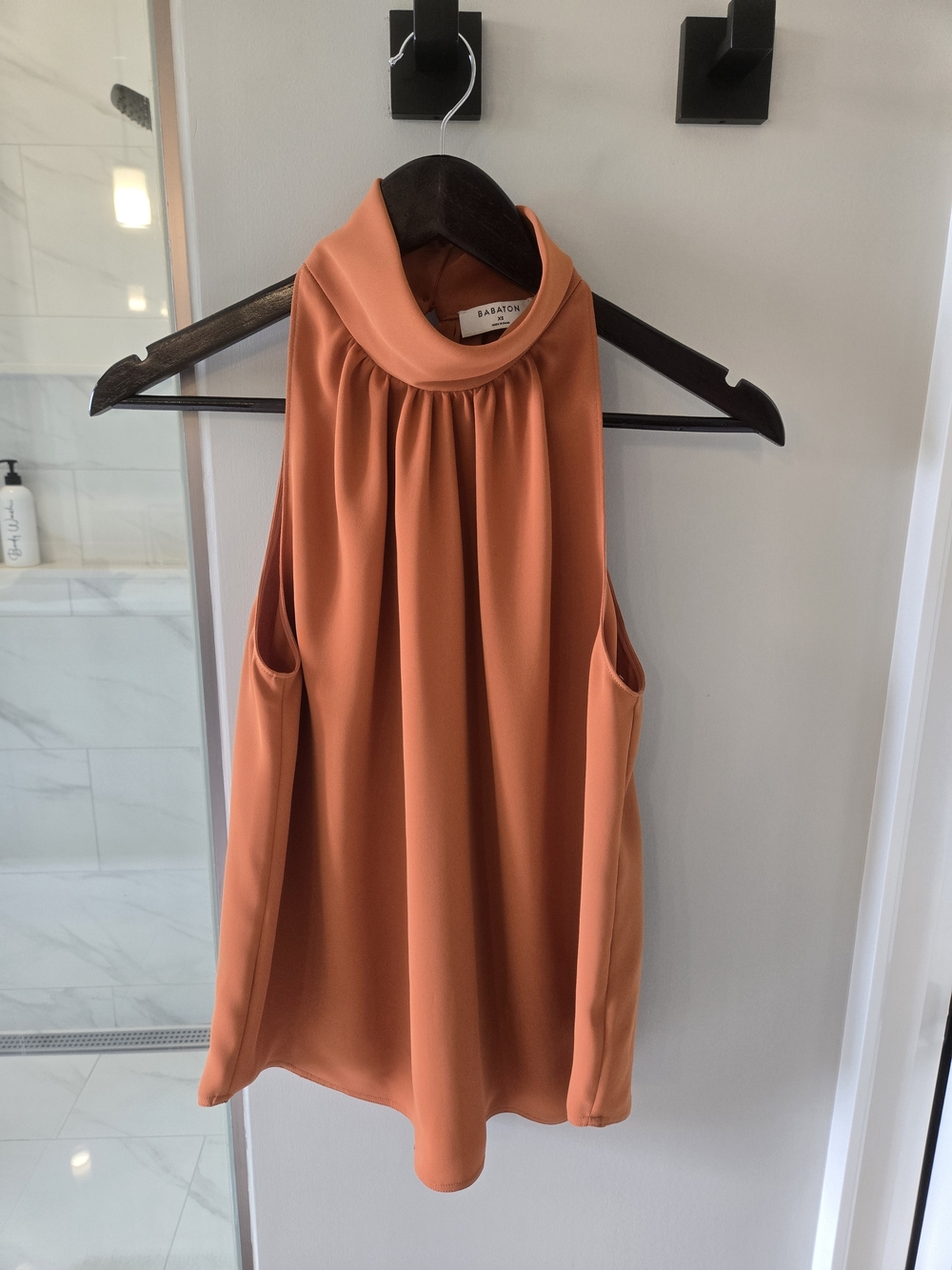 Babaton Vitae Rust-Orange High Neck Sleeveless Camisole